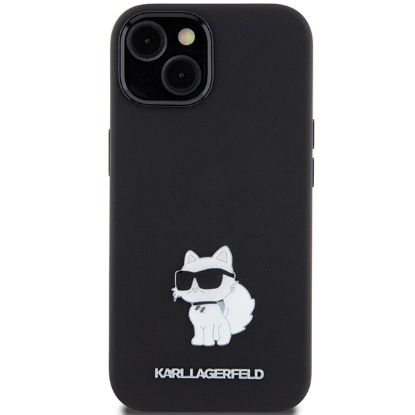 Etui Karl Lagerfeld KLHCP15MSMHCNPK iPhone 15 Plus 6.7" czarny/black Silicone Choupette Metal Pin Case
