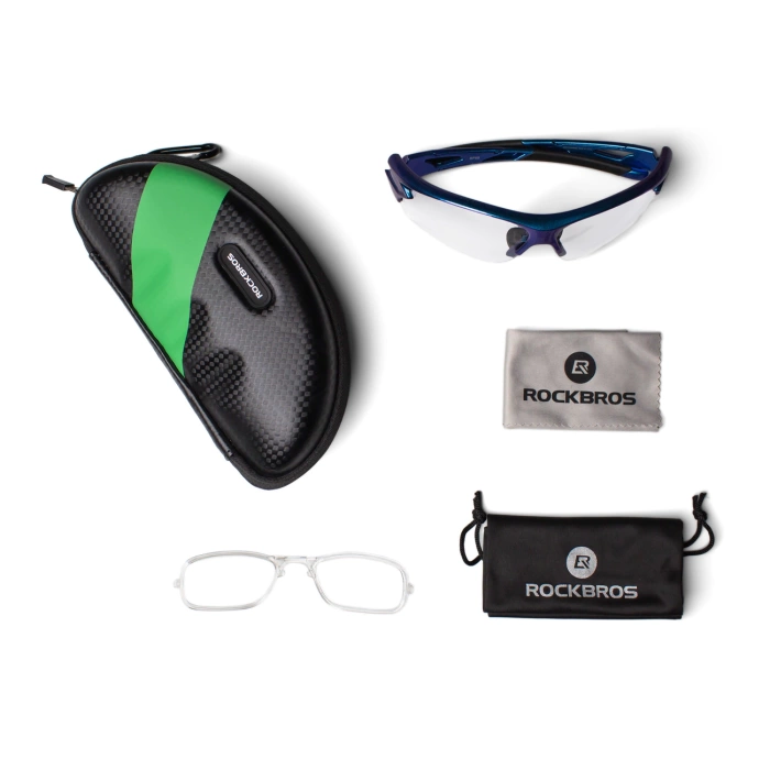 Lunettes de vélo photochromiques UV400 Rockbros 10069 bleues