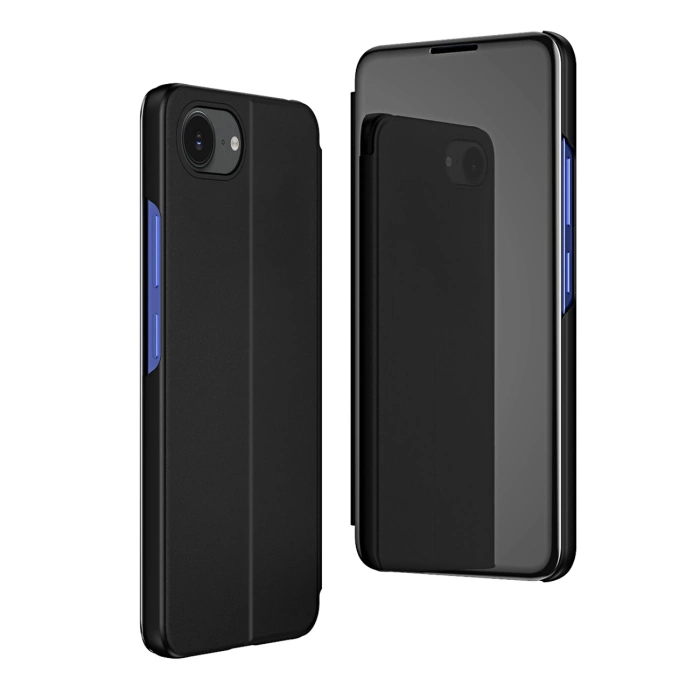 Clear View Case for iPhone 16e Flip Cover - Black