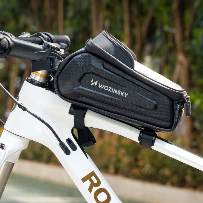 Wozinsky bicycle bag for the frame, armored, with a phone pocket, 1.7 l - black