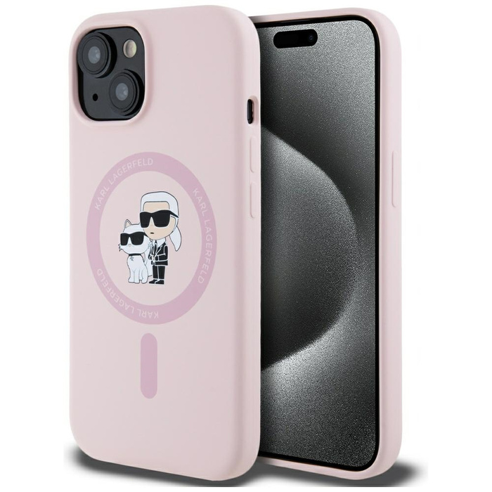 Etui Karl Lagerfeld Silicone             Karl&Choupette MagSafe do iPhone 15 Plus różowy