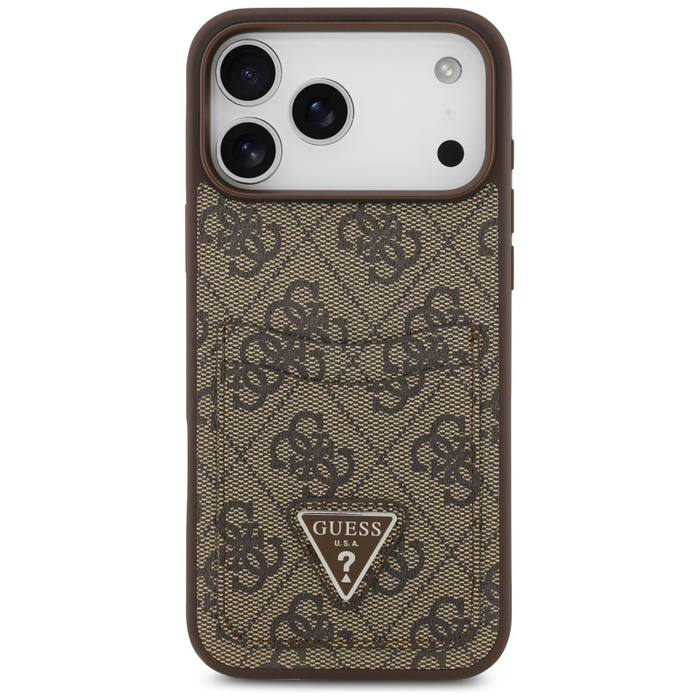Etui Guess 4G Double Card Triangle do    iPhone 17 Pro Max brązowy