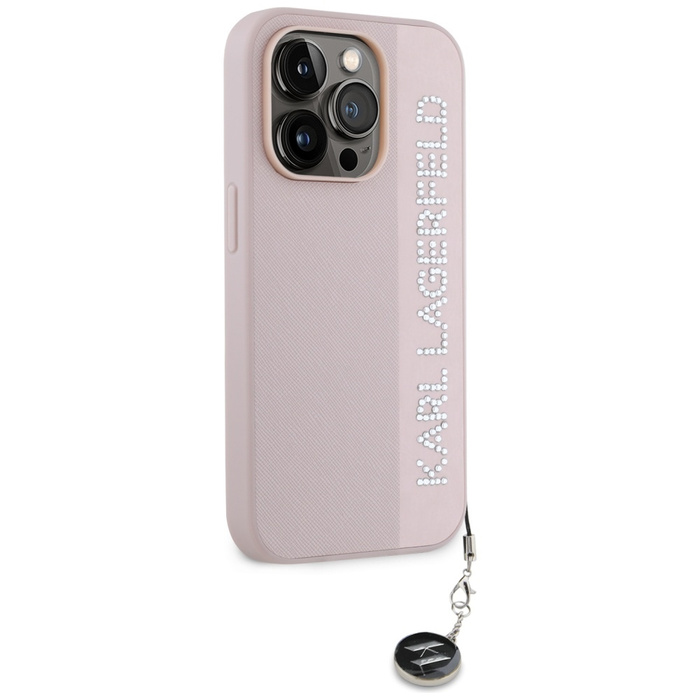 Karl Lagerfeld KLHCP15XPSAKDGCP iPhone 15 Pro Max 6.7" różowy/pink hardcase Saffiano Rhinestones & Charm
