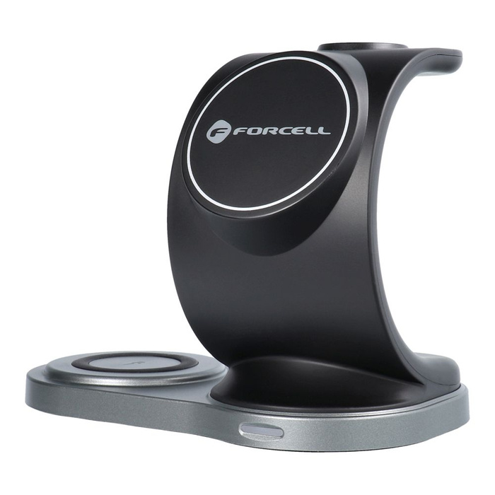 Forcell charger inductive Qi 3in1 15W WC12 supports charging from MagSafe black
