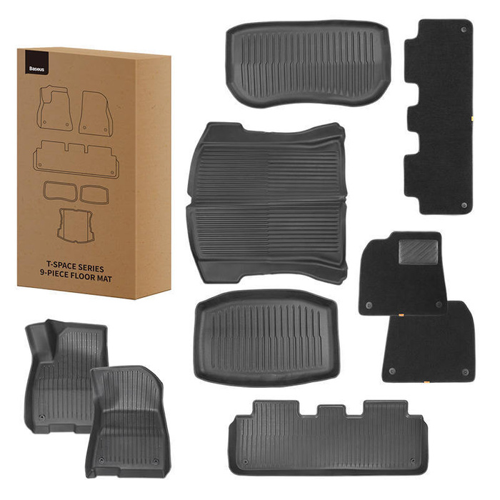 9-Piece Floor Mat for Tesla Baseus T-Space Series (velvet black)