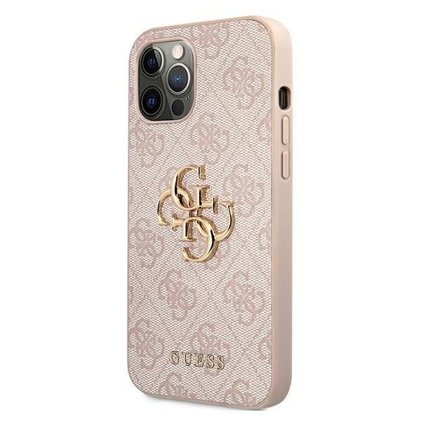 Coque GUESS Apple iPhone 12 12 Pro 4G Big Metal Logo Pink Hardcase