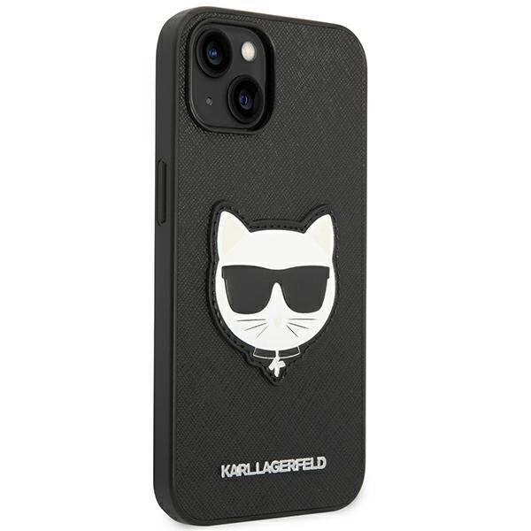 Hülle Karl Lagerfeld iPhone 14 6.1" hartcase schwarz/schwarz Saffiano Choupette Head Patch