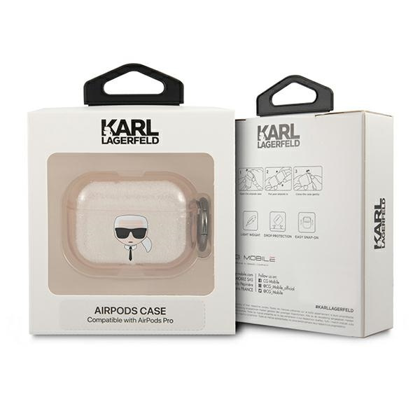 Cover KARL LAGERFELD Apple AirPods Pro Cover Glitter Karl's Head Gold Case