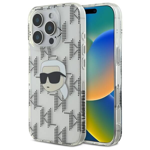 Etui Karl Lagerfeld iPhone 16 Pro 6.3" przezroczysty/transparent hardcase IML Karl Head Electroplated