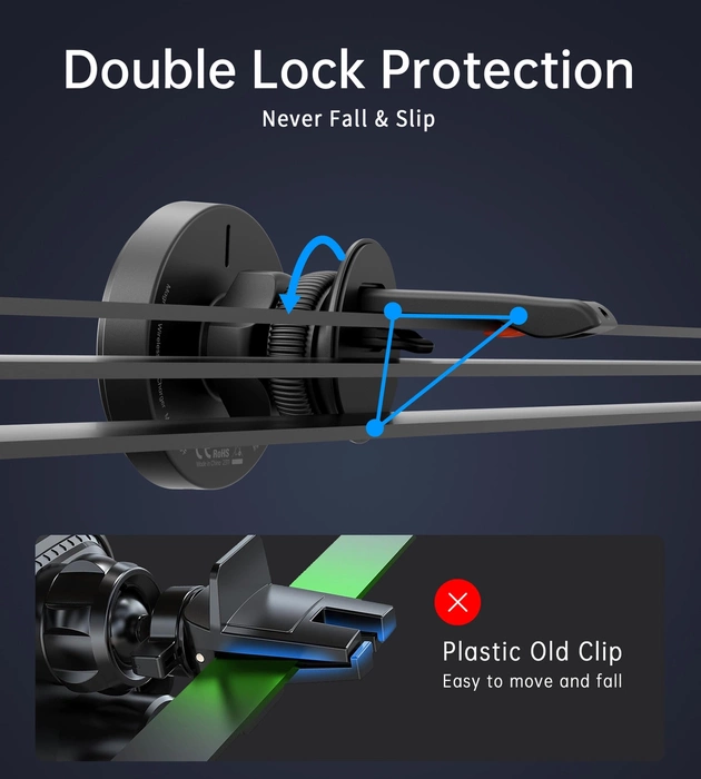 Supporto magnetico Choetech T205-F con caricatore induttivo da 15 W - nero