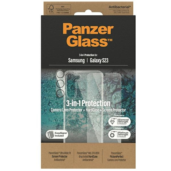 PanzerGlass Bundle 3v1 Sam S23 S911 Hardcase + Screen Protector + Camera Lens 0433+7315