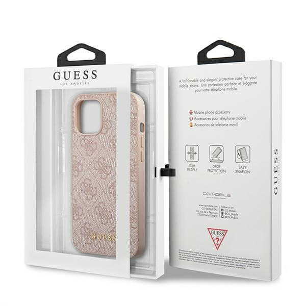 Case GUESS Apple iPhone 12 12 Pro 4G Metal Gold Logo Pink Hardcase