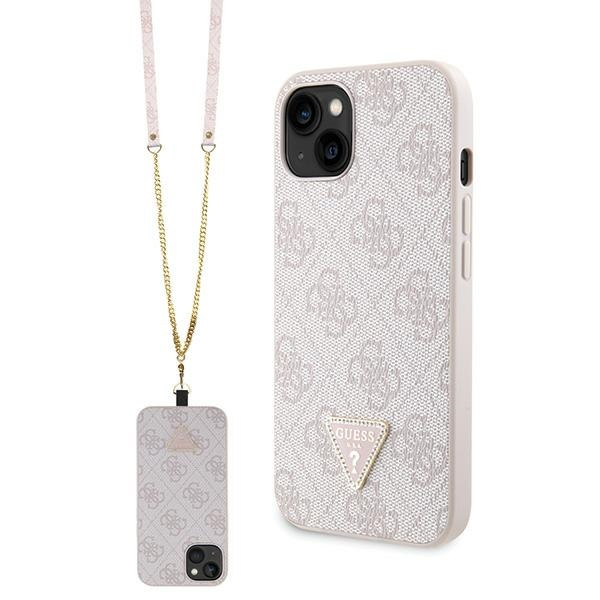 Guess GUHCP13MP4TDSCPP iPhone 13 6.1" rosa/rosa hartcase Crossbody 4G Metall Logo