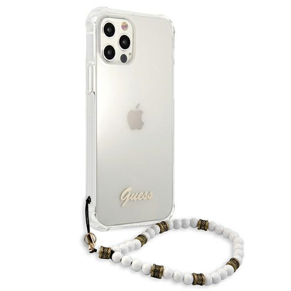 Case GUESS Apple iPhone 12 12 Pro White Pearl Clear Hardcase