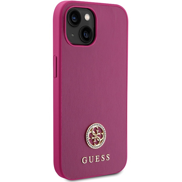 Guess GUHCP15SPS4DGPP iPhone 15 6,1" rosa/rosa rigidocase Strass Logo in metallo