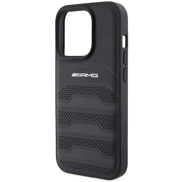 Etui AMG AMHCP15XGSEBK iPhone 15 Pro Max 6.7" czarny/black hardcase Leather Debossed Lines