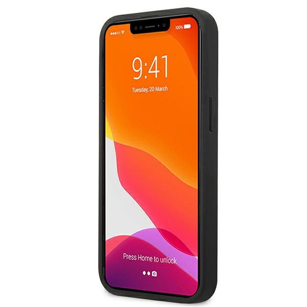 POUZDRO Guess Pouzdro iPhone 13 6,1&quot; šedý / šedý pevný obal 4G velké kovové logo Case