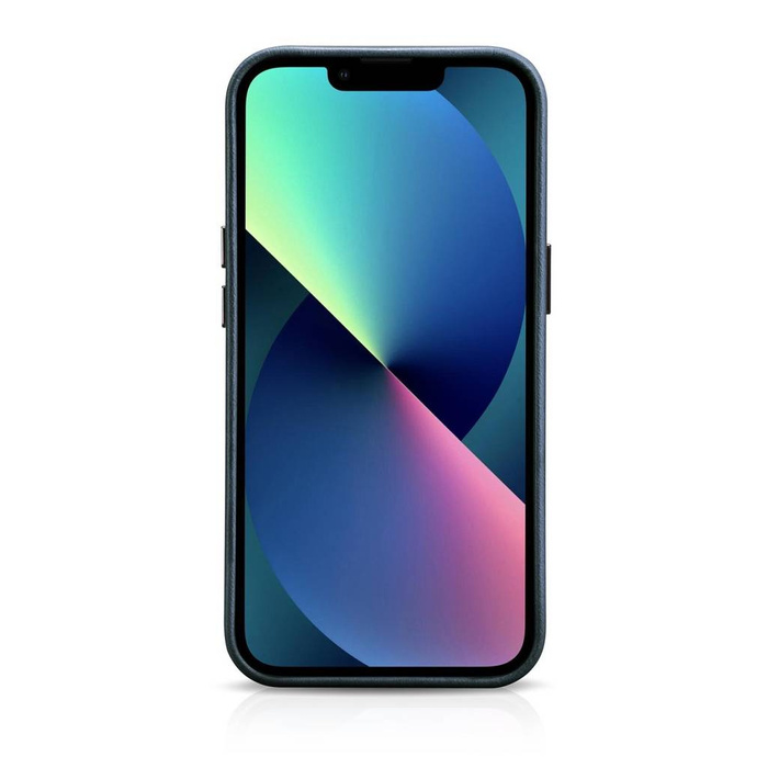 iCarer Oil Wax Premium Leather Case iPhone 14 Étui en cuir magnétique avec MagSafe bleu foncé (WMI14220701-BU)