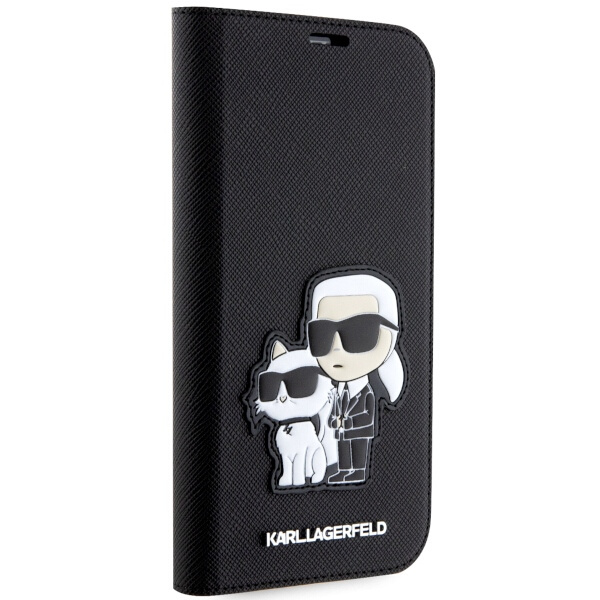 Case Karl Lagerfeld KLBKP14LSANKCPK iPhone 14 Pro 6.1" bookcase black/black Saffiano Karl &amp; Choupette Case