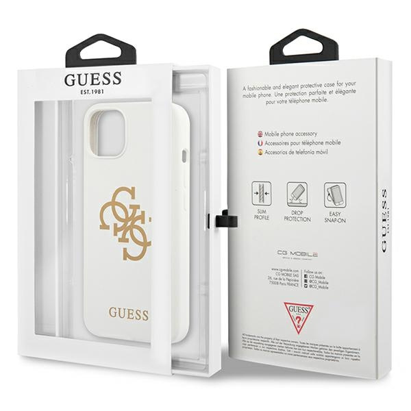 Coque GUESS Apple iPhone 13 Mini Silicone 4G Logo Blanc Hardcase