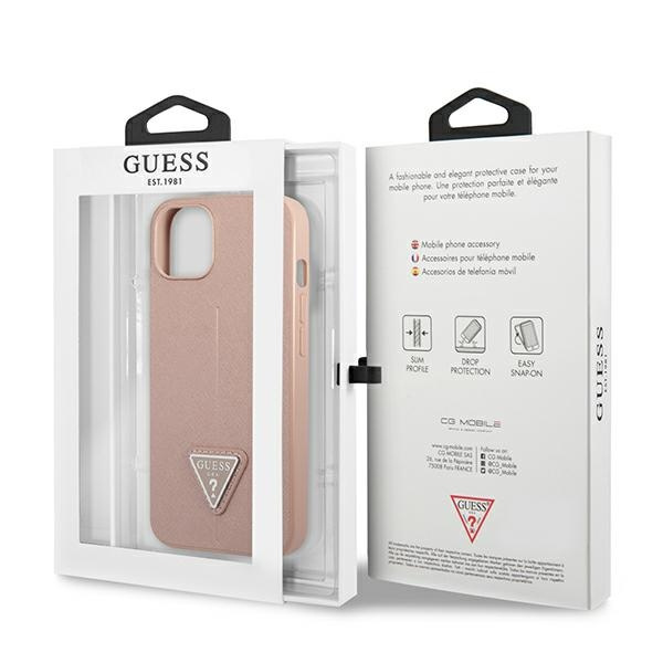 Guess GUHCP14MPSATLP iPhone 14 Plus 6.7" pink/pink hardcase SaffianoTriangle Logo