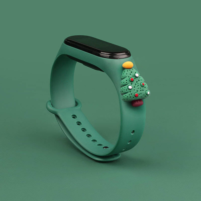 Cinturino Natale Cinturino per Xiaomi Mi Band 4 / Mi Band 3 Cinturino in silicone natalizio Bracciale verde scuro (albero di Natale 2)