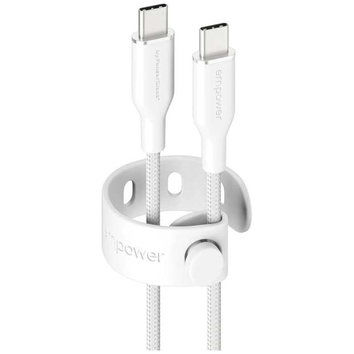 Kabel empower by PanzerGlass Racing 60W  USB-C do USB-C 1.2m srebrno-biały