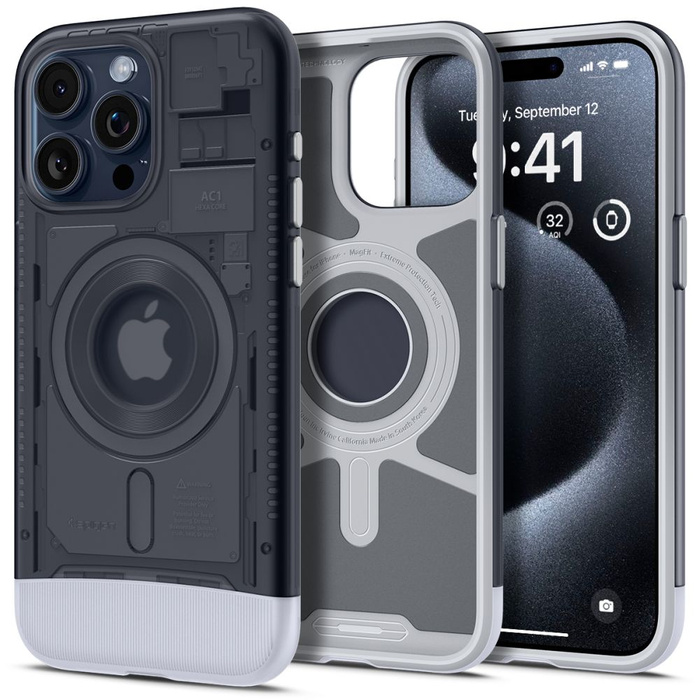 Hülle Spigen Classic C1 Mag MagSafe iPhone 15 Pro Graphit Case