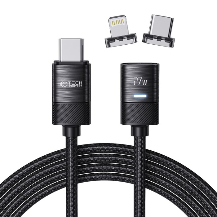 TECH-PROTECT ULTRABOOST MagNETIC CABLE LIGHTNING &amp; TYPE-C PD27W/3A 200CM NOIR