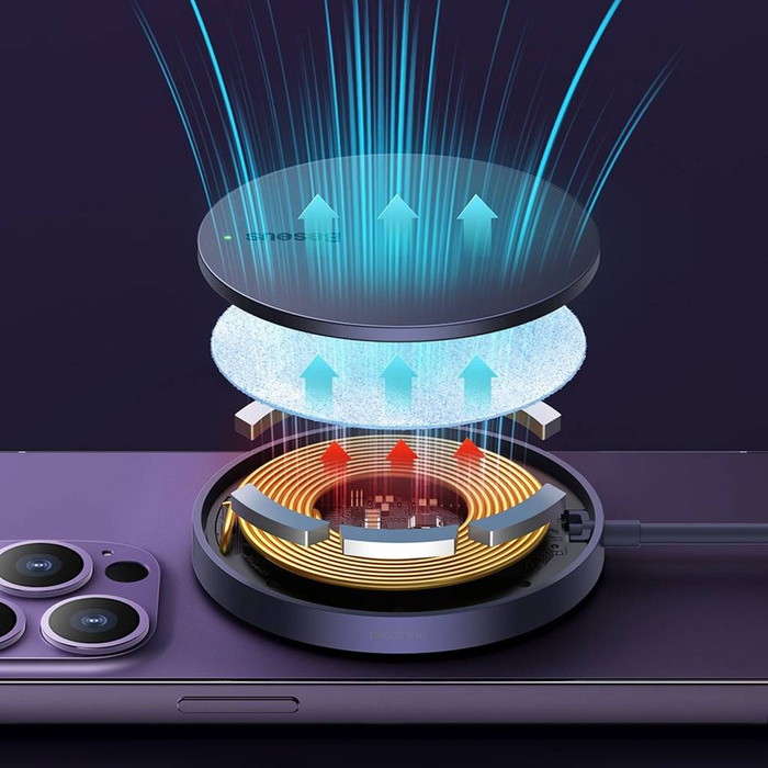 Baseus Simple Mini3 magnetická nabíječka MagSafe Qi 15W modrá