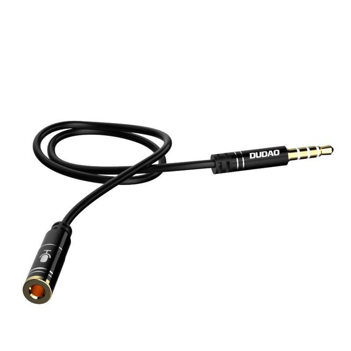 Dudao 4 champs câble Câble d'extension AUX pour casque avec microphone mini jack 3,5 mm noir