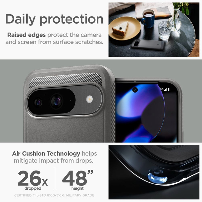 Cover Spigen Rugged Armor GOOGLE PIXEL 9 / 9 PRO GRIGIO MARMO