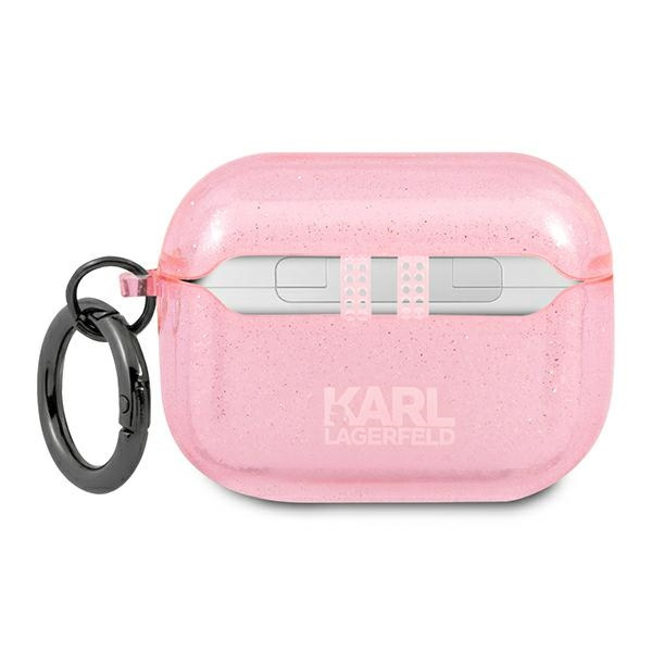 Cover KARL LAGERFELD Apple AirPods Pro Cover Glitter Karl's Head Pink Case