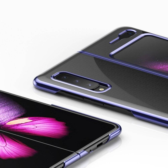 Pokovování Case tvrdý case kryt pouzdro s kovovým okrajem Samsung Galaxy Fold modrý