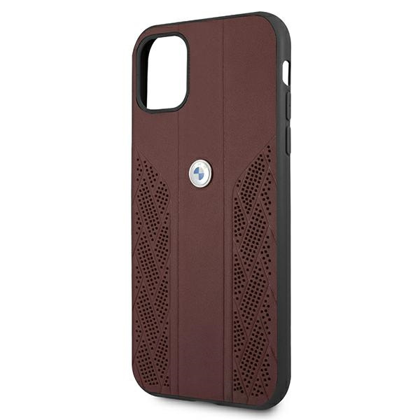 Hülle BMW Tasche Apple iPhone 11 Leder Curve Perforate Rot Hardcase