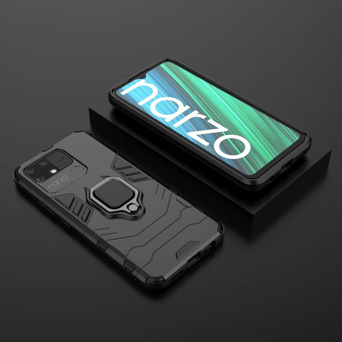 Ring Armor odolný kryt hybridního pouzdra + magnetický držák Realme Narzo 50A černý