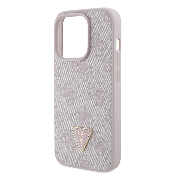 Case Guess GUHCP15LP4TDPP iPhone 15 Pro 6.1" pink/pink hardcase Leather 4G Triangle Strass Case