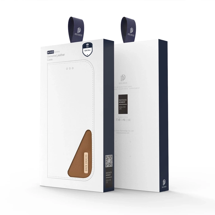Etui Dux Ducis HIVo avec rabat et bloqueur RFID pour Samsung Galaxy S24 Ultra - marron