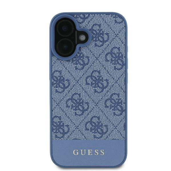 Etui Guess iPhone 16 6.1" niebieski/blue hardcase 4G Bottom Stripe