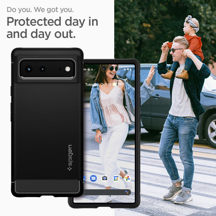Case Puzdro SPIGEN Pixel 6 Rugged Armor MATTE Black