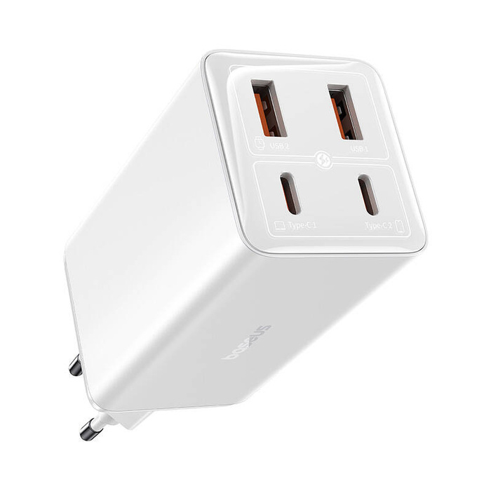 Ładowarka sieciowa Baseus GaN6 Pro 2xUSB-C + 2xUSB, 100W (biała)