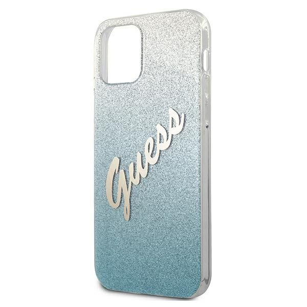 Case GUESS Apple iPhone 12 Mini Glitter Gradient Script Blue Hardcase