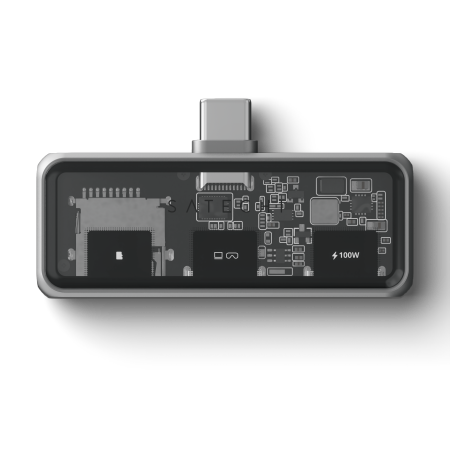 Satechi Mobile XR Hub with microSD Reader - mobilny adapter USB-C (1x USB-C 100W PD; 2.0 data i audio, 1x USB-C DP 1.4 4K@60Hz; 3.0 10 Gbps, 1x czytnik kart micro SD UHS-I 33MB/s) (space gray)