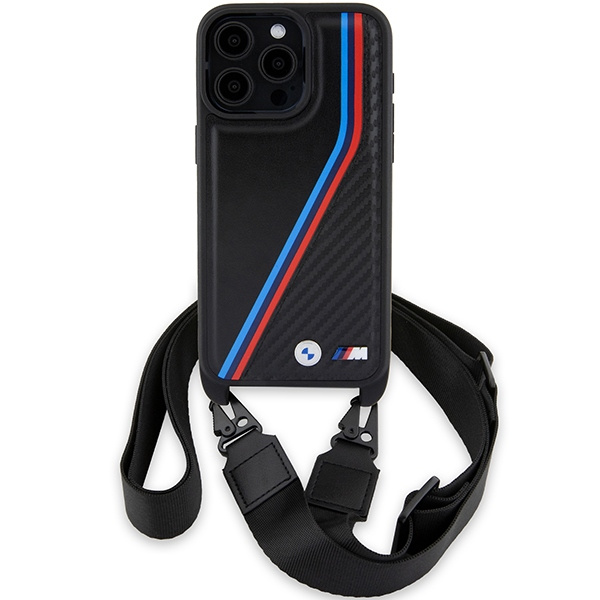 Coque Bmw Bmhcp15l23psvtk IPhone 15 Pro 6.1" Black/Black Hardcase M Edition Carbon Tricolor Lines &amp; Strap Case