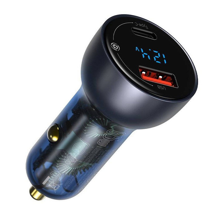 Baseus car charger USB / USB Type C 65 W 5 A SCP Quick Charge 4.0+ Power Delivery 3.0 LCD display gray (TZCCKX-0G)