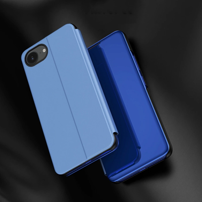 Clear View Case für iPhone 16e Flip Cover - Blau