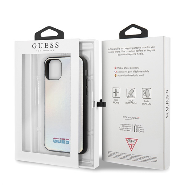 Telefontok guess Apple iPhone 11 Pro ezüst / ezüst kemény tok Iridescent Case