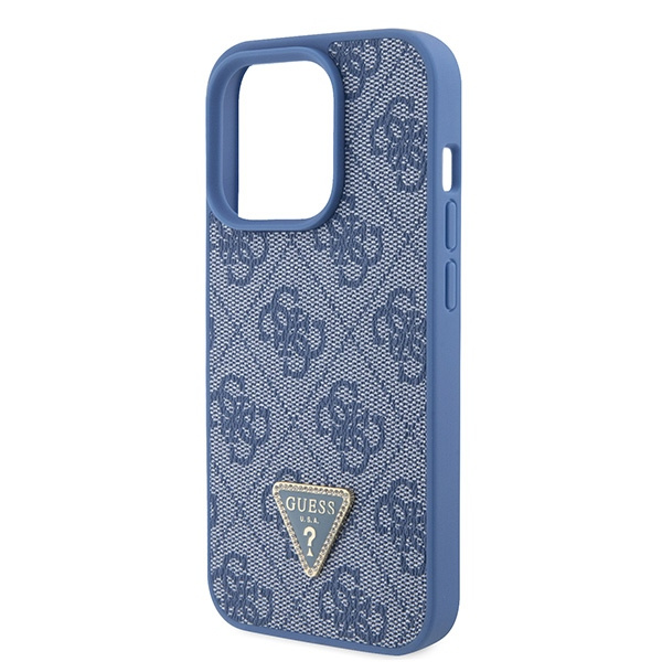 Hülle Guess GUHCP15LP4TDPB iPhone 15 Pro 6.1" blau/blau hartcase Leder 4G Triangle Strass Case
