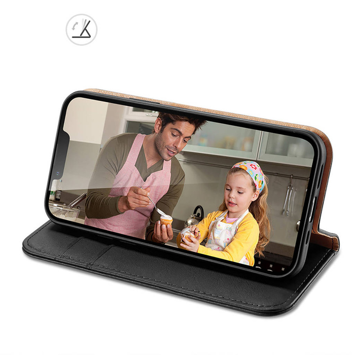 Dux Ducis Hivo Flip Cover in Pelle Portafoglio in Vera Pelle per Carte e Documenti iPhone 14 Plus Nero