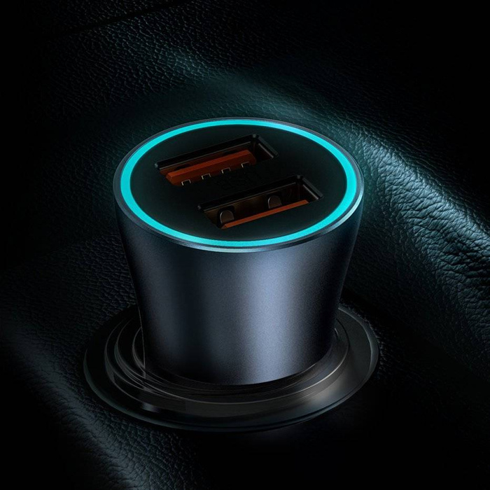 Baseus Golden Contactor Pro quick car charger 2x USB 40 W Quick Charge SCP FCP AFC + USB - USB Type C cable gray (TZCCJD-A0G)